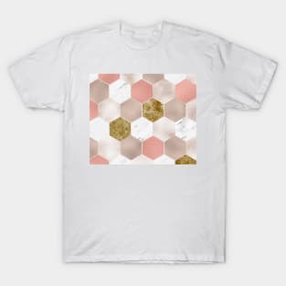 Blush carat and marble hexagons T-Shirt